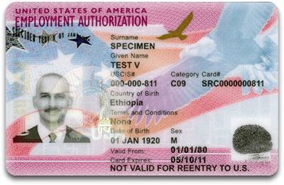 EAD Card Example