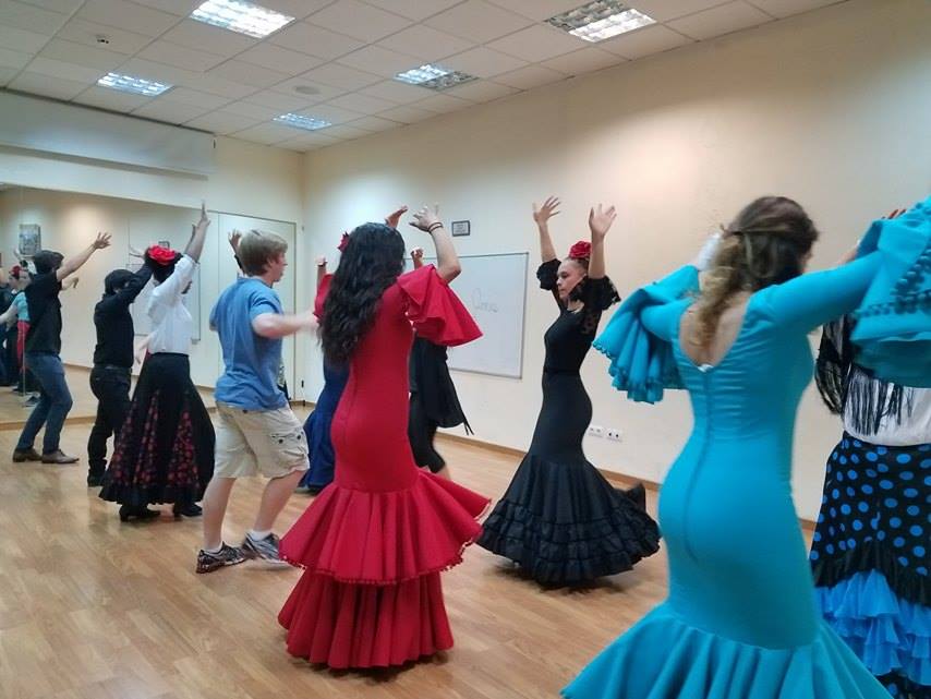 Students taking dance class