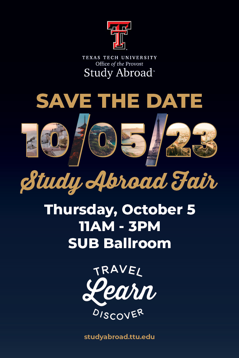 Graphic showing the Study Abroad Fair will occur on October 5, 2023.