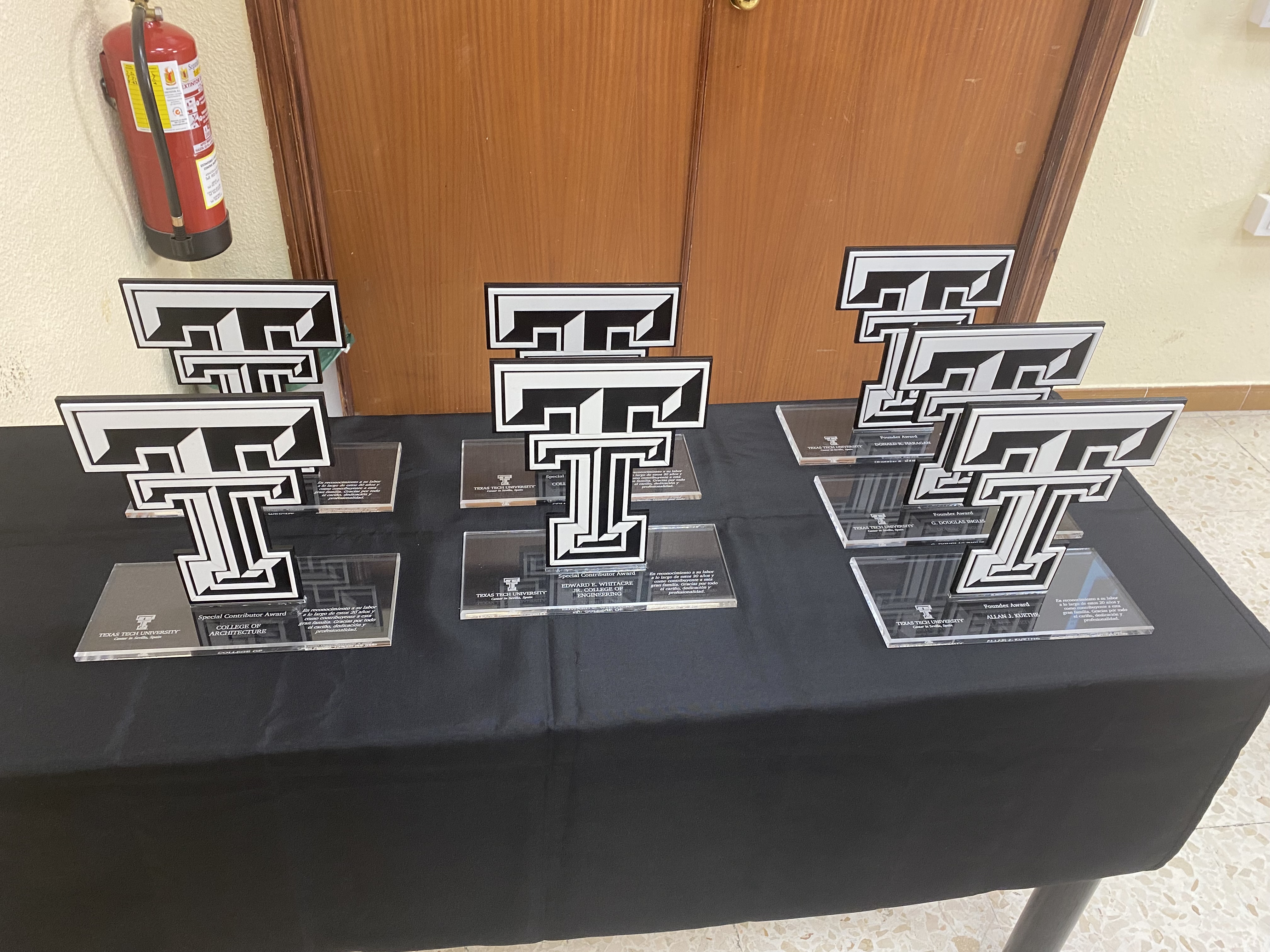 Table showing awards given at alumni ceremony