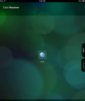 Screen with selected application