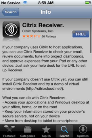 Citrix Receiver App in App store