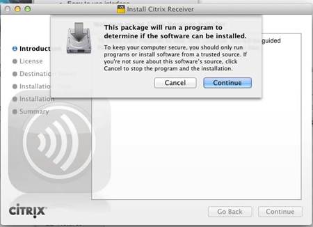 Continue installation