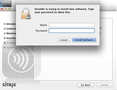 Enter credentials