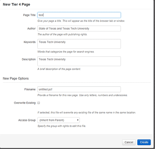 Page properties