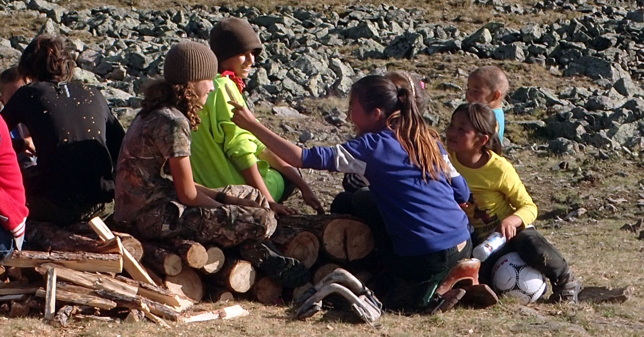 Alexander family teaching English and learning Mongolian with the Tsaatan in Mongolia.