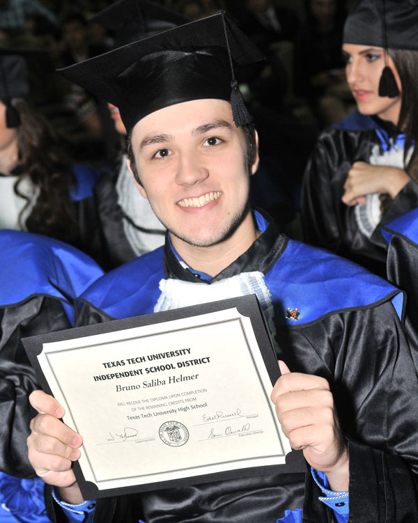 Bruno Helmer at his 2013 high school graduation ceremony.