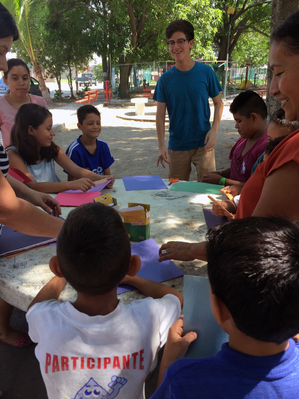 Joshua volunteers at one of the local parks in Mexico.