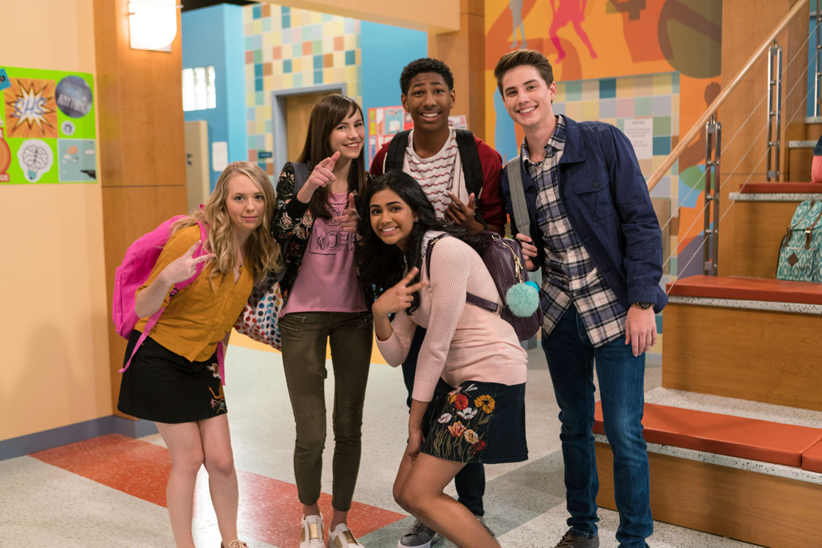 Mohana Krishnan and her costars Nicole Alyse Nelson, Alex Hook, Armani Barrett, and Carson Rowland from Nickelodeon's “I Am Frankie.”