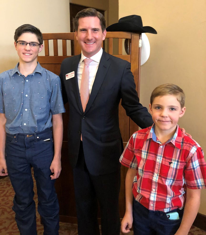 Wesley and Travis with Rep. Brooks Landgraf.