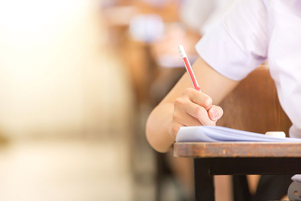 Student taking a test