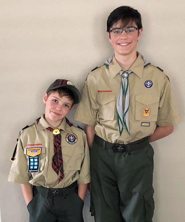 Vinson brothers in their scouting uniforms.