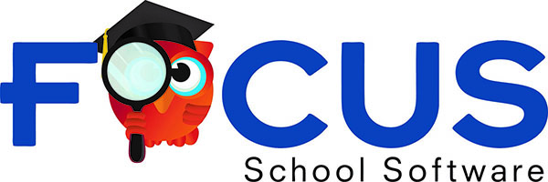 The word FOCUS is in all capital letters colored in blue with a red owl holding a magnifying glass to its right eye in place of the letter O 