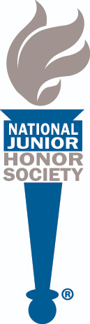 The NJHS logo as a blue torch graphic with the words in white and gray colors near the top of the torch
