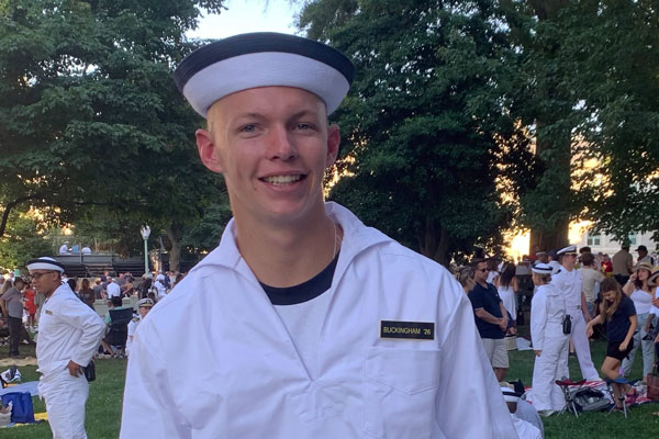 Graydon Buckingham arrives at the U.S. Naval Academy.