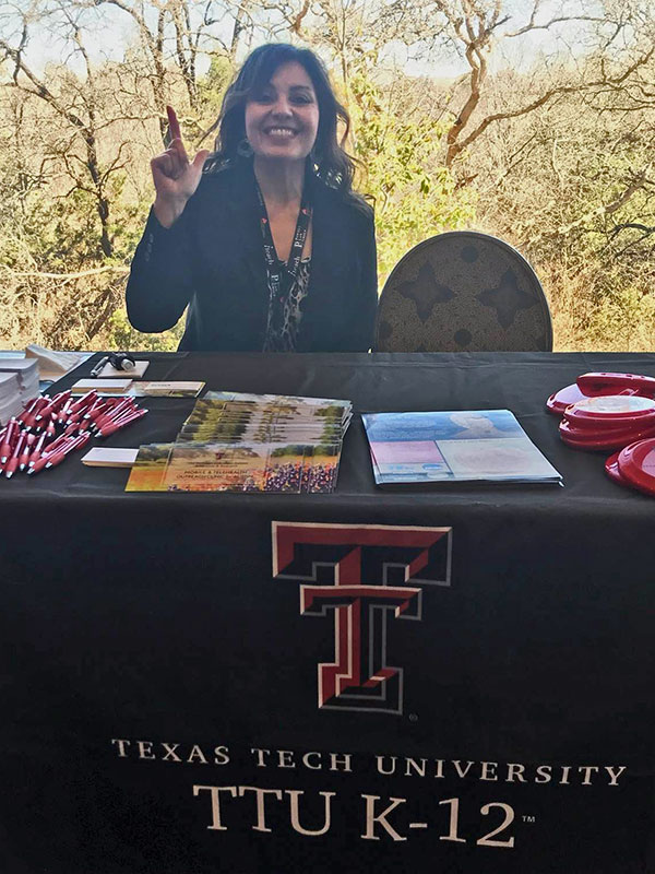 Diane patrick working TTU K-12 booth at the Rural Schools Spring Conference.