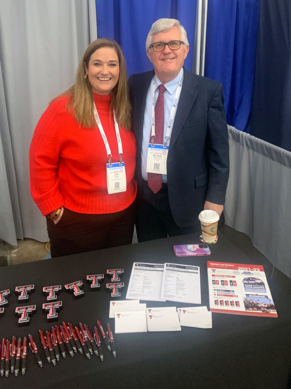 TTU K-12 Principal Cari Moye with with Rural SchoolsExecutive Director Mike Lee at the TASA Midwinter Conference.