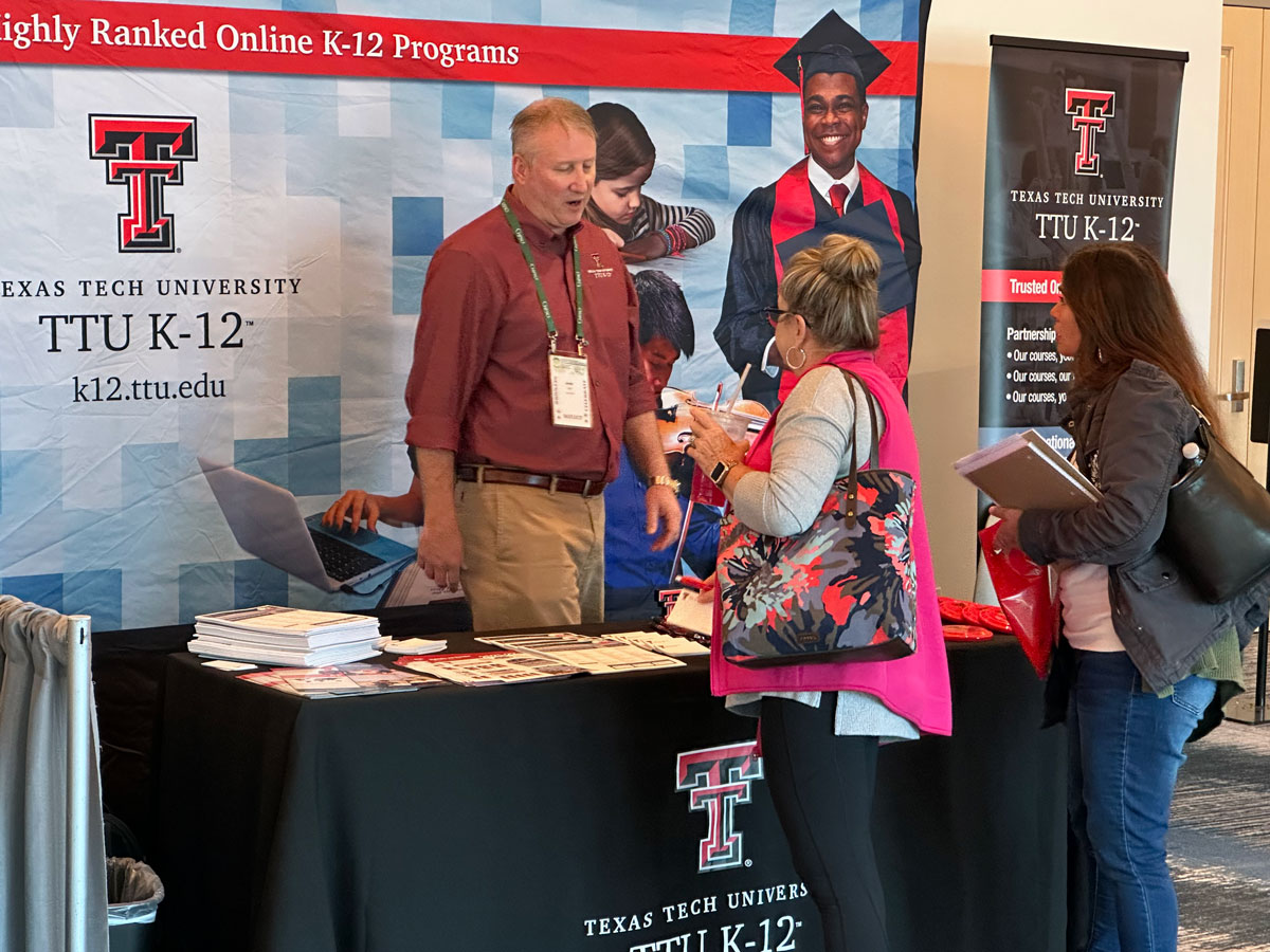 Jared Lay working the TTU K-12 booth at the TCA-PSCC conference.