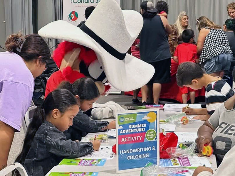 Raider Red helps out with activities.