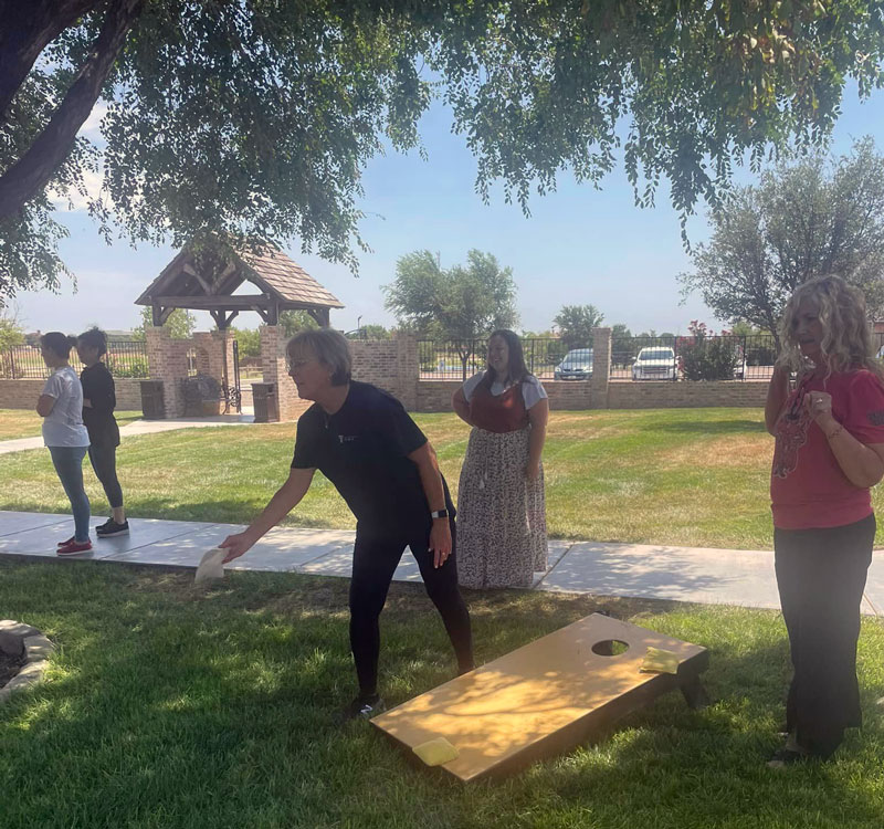 Playing cornhole