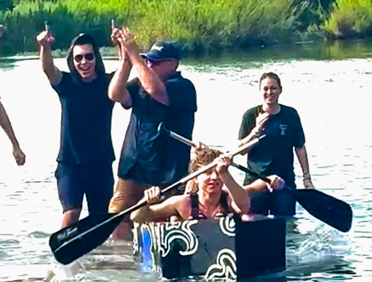 Boat floating down the river