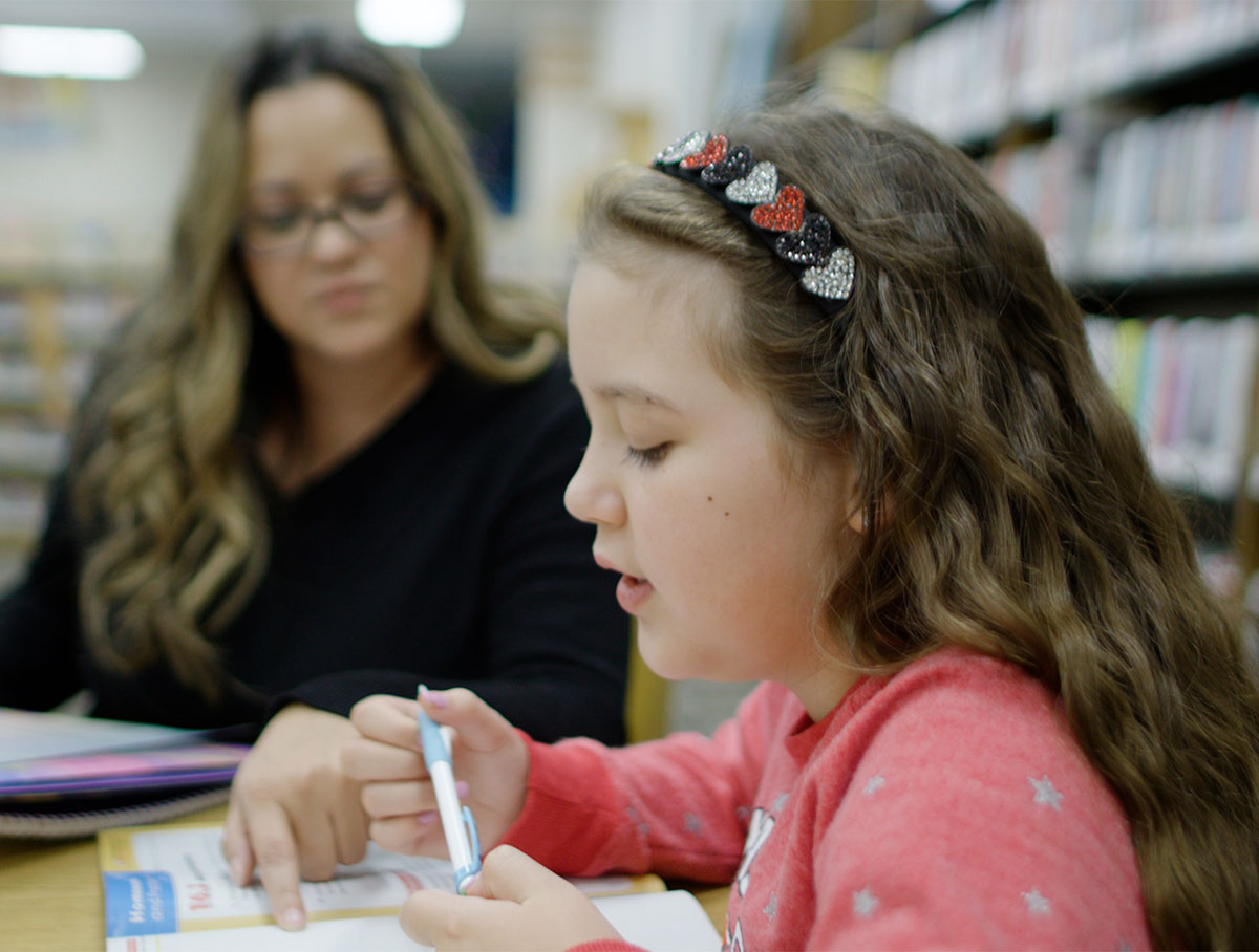 Sierra and Amanda at the library.