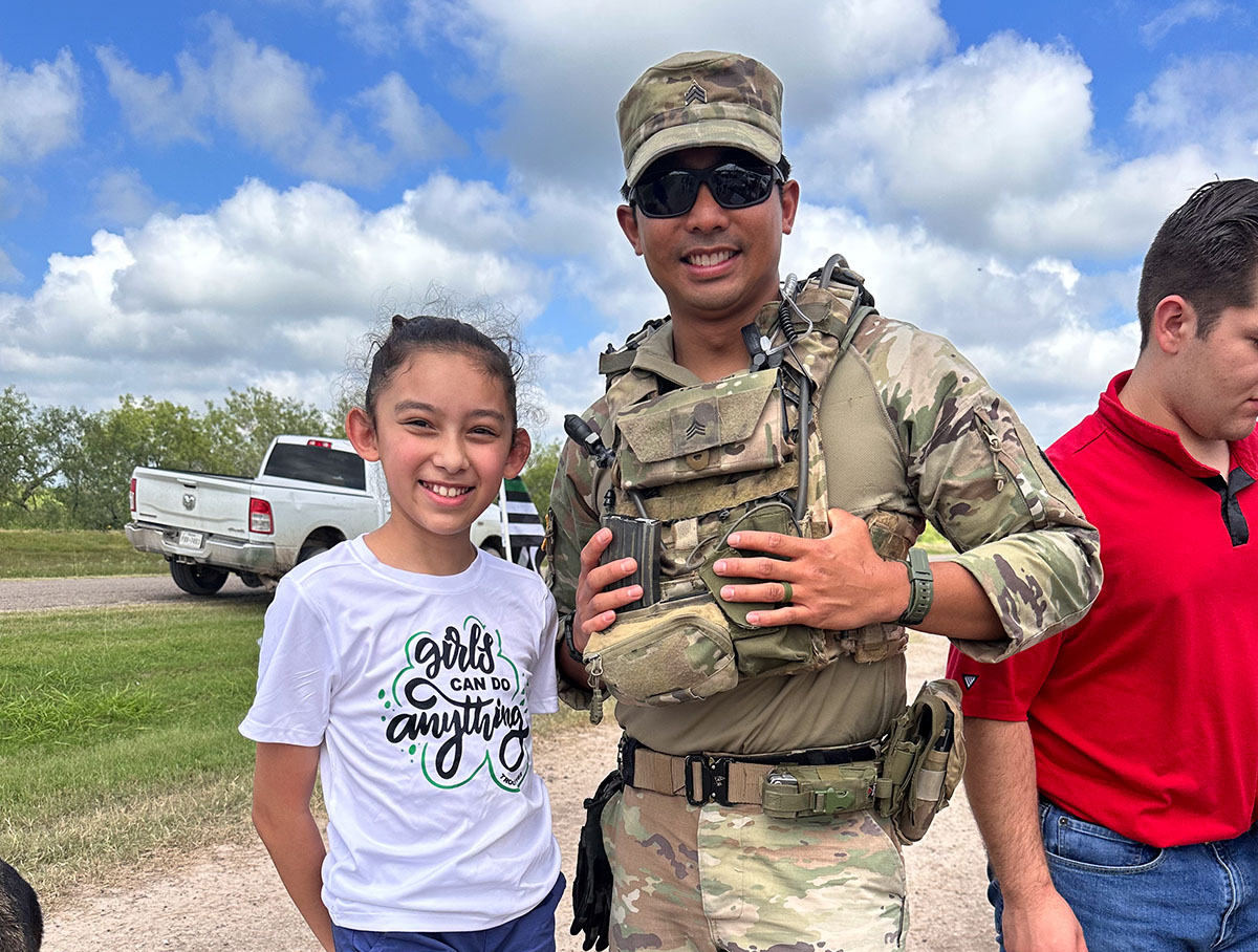 Joy helps out with hospitality for National Guardsmen stationed at the border.
