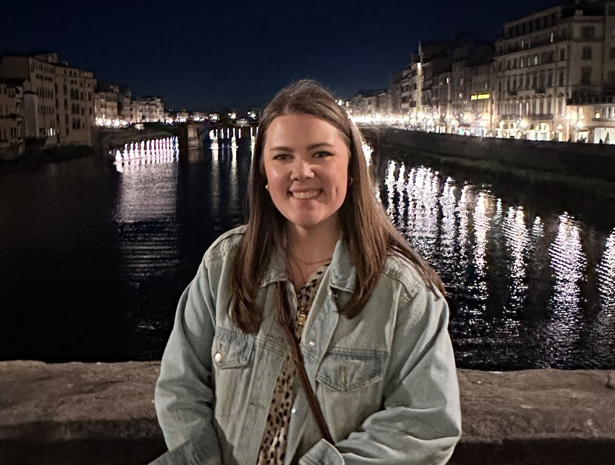 Delacy at Ponte Vecchio bridge in Florence, Italy