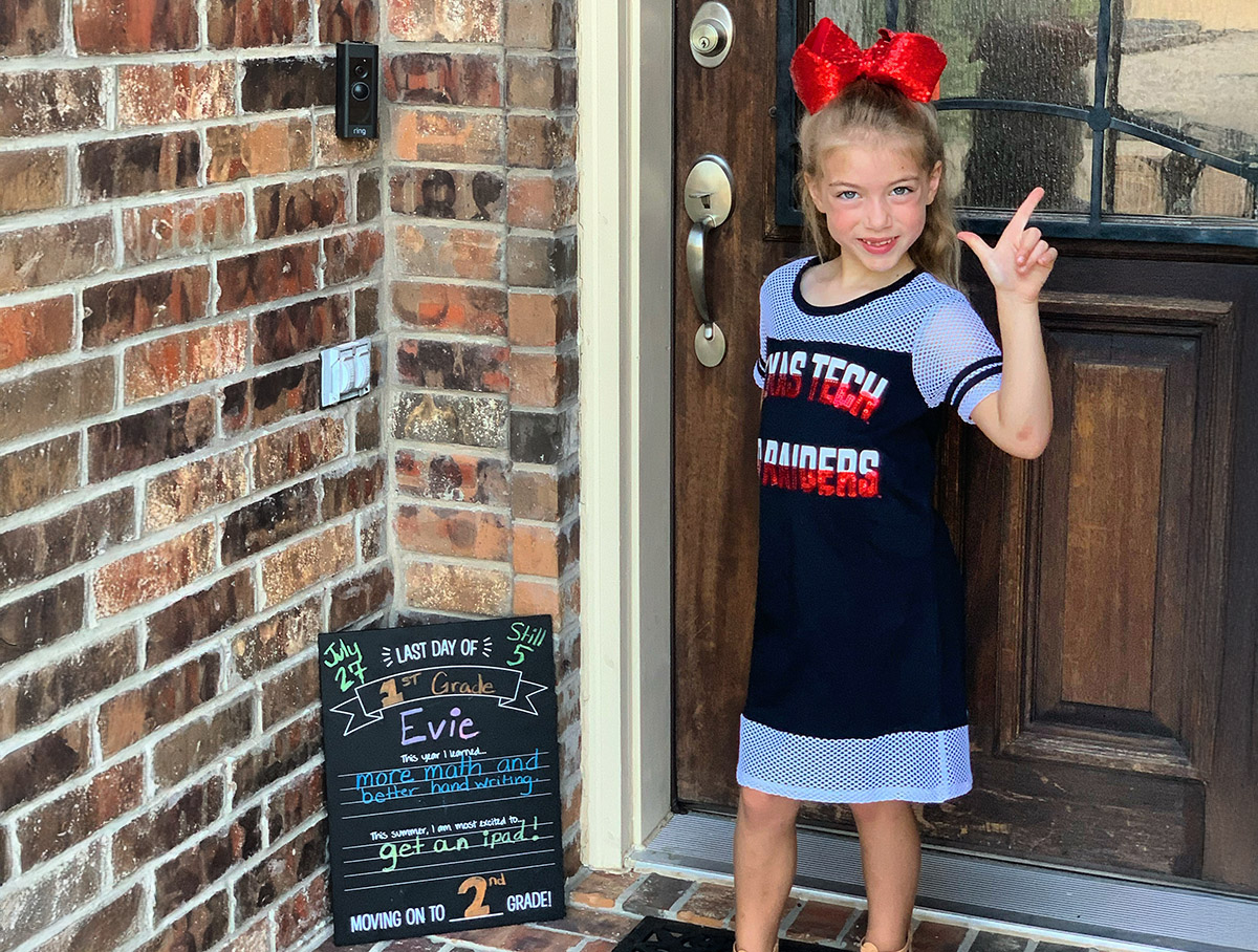 Evie finished 1st grade with Texas Tech K-12 in just a few months