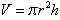 cap V equals pi r squared h
