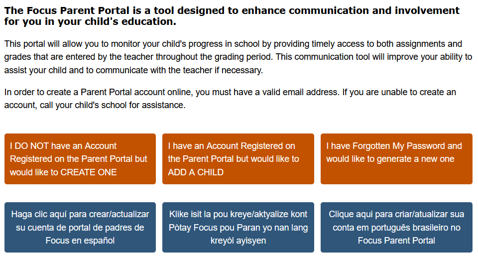 Focus Parent Portal Registration