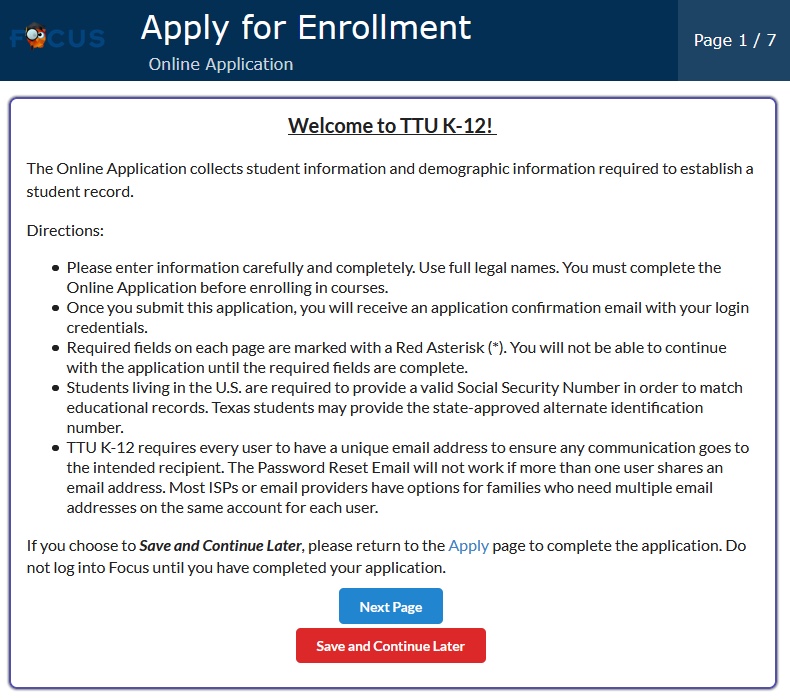 Apply for Enrollment, Page 1