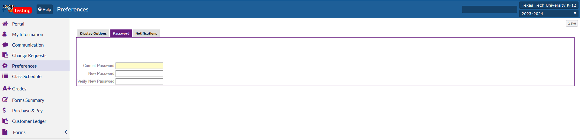 Student Password