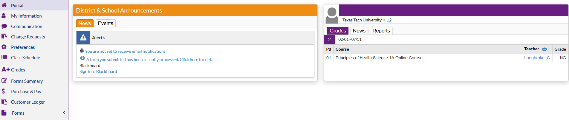 Student Portal Dashboard