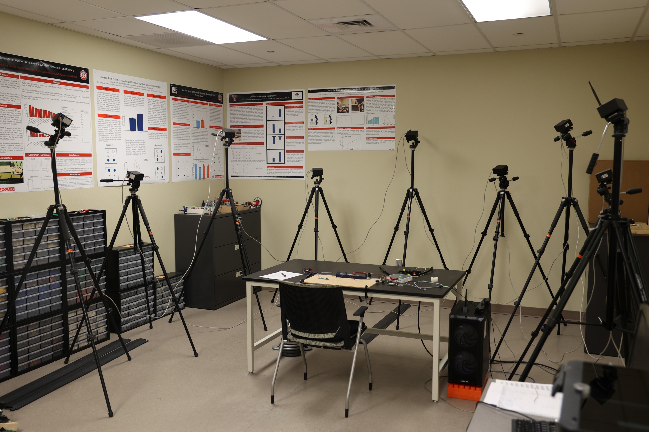 Motion capture system in the Perception, Cognition, and Action Lab