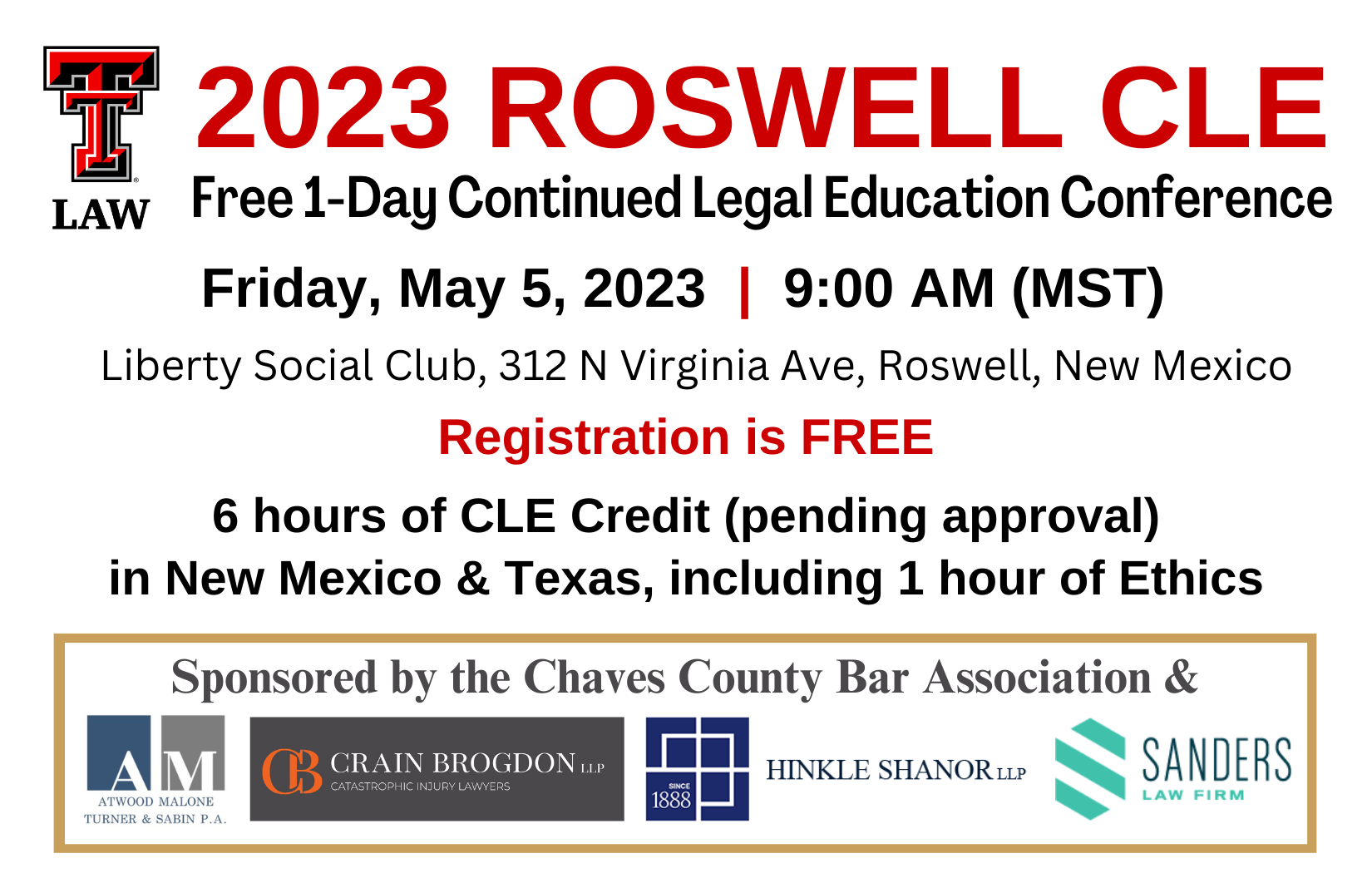 New Mexico CLE 2023 Alumni and Friends School of Law TTU