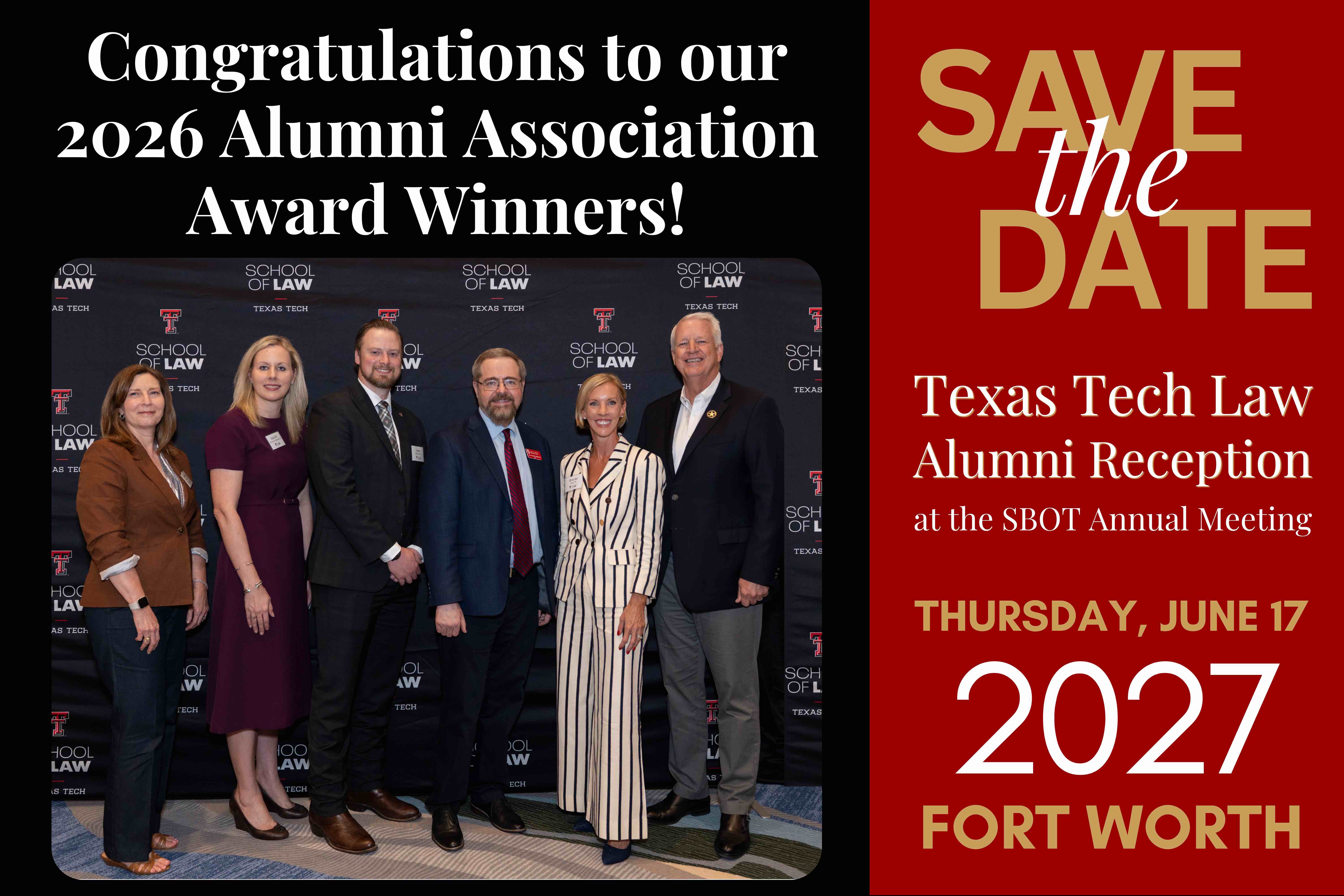 Congrats Alumni Reception is June 11, 2026, 5:30–7:00 PM at the Marriott Marquis in downtown Houston with RSVP prompt.