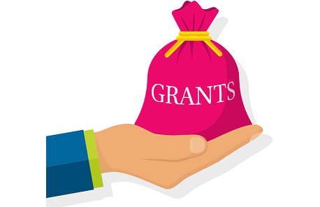 A hand holding a bag that says "grants" on it.