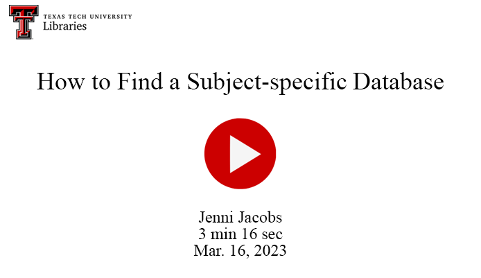 How to Find a Subject-specific Database