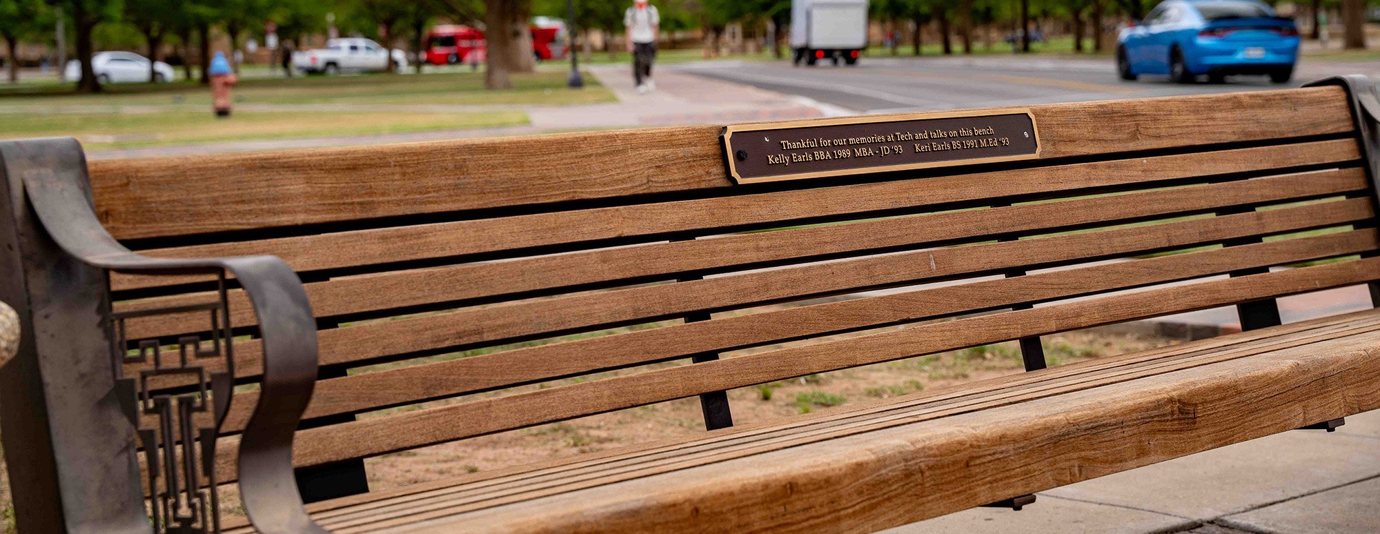 Kelly and Keri Earls' bench on Memorial Circle