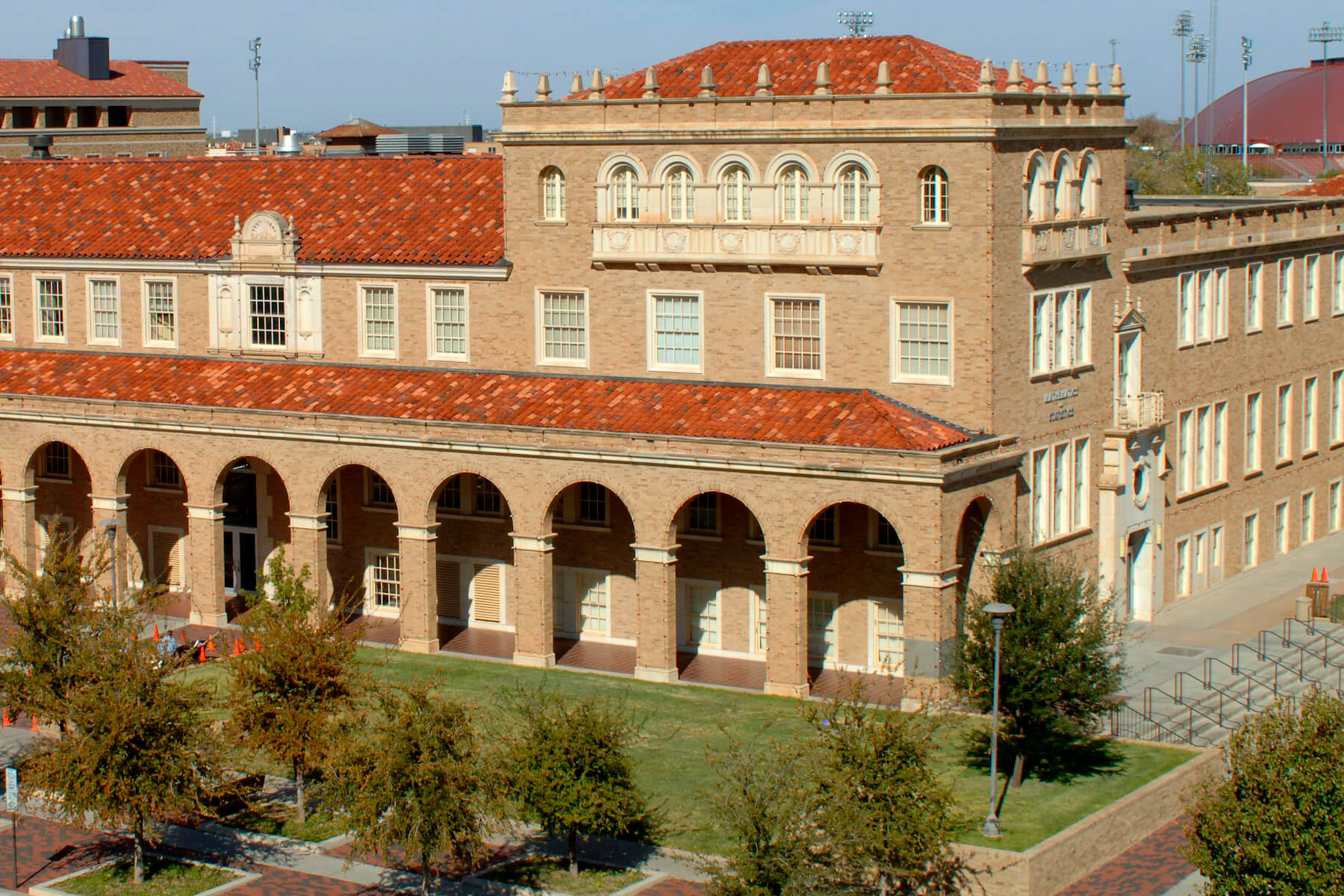 Northwest corner of the Mathematics Building from above