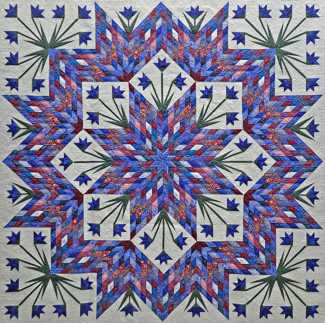 A quilt featured in the Blue by Design exhibit