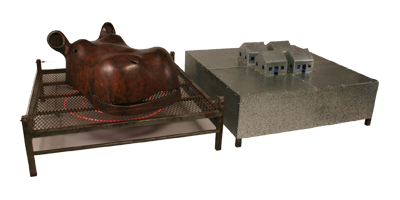 hippo head plus metal home sculpture