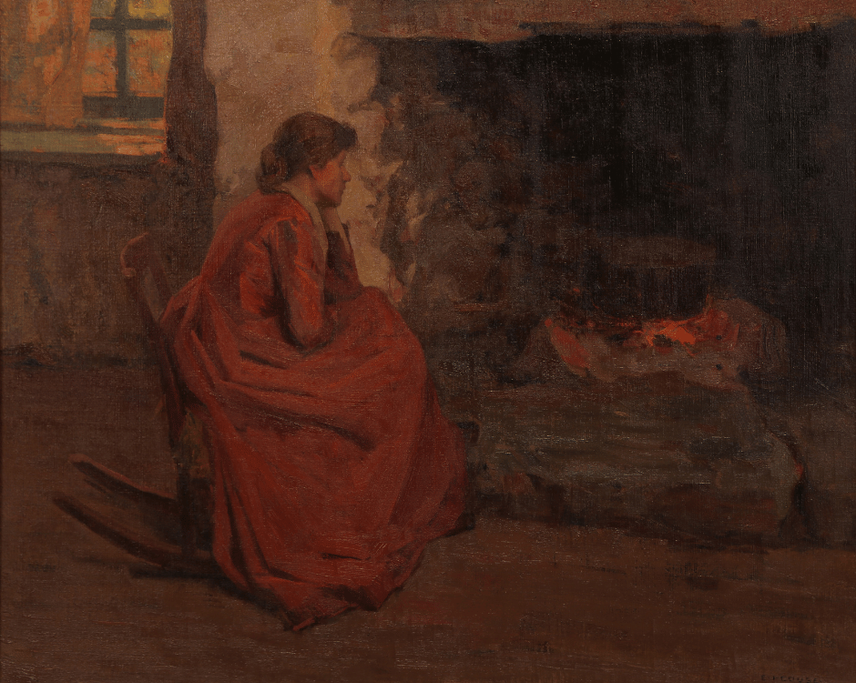 Virginia Walker Couse by Fireplace Image