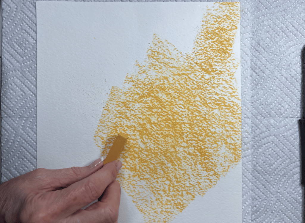 Yes pastel being drawn on blank white paper Yes pastel being drawn on blank white paper