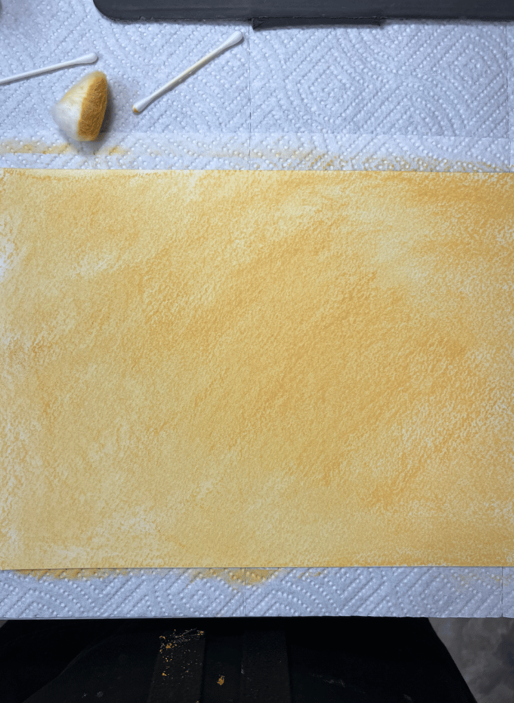 The whole sheet is now colored with yellow pastel The whole sheet is now colored with yellow pastel