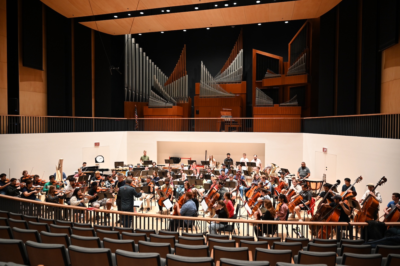 Image of University Symphony Orchestra Rehearsing in Hemmle Recital Hall