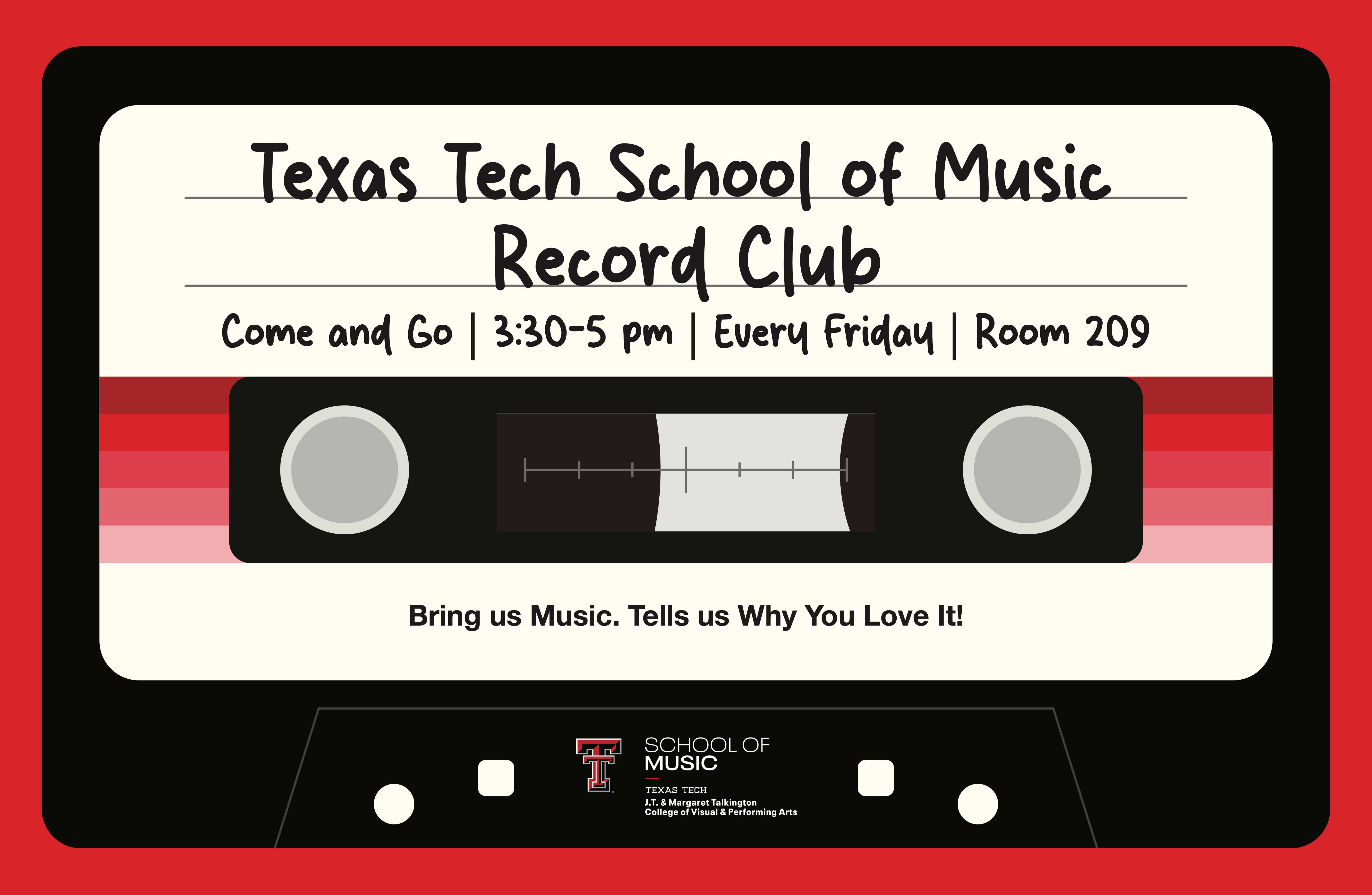 Poster of record club with date and time details