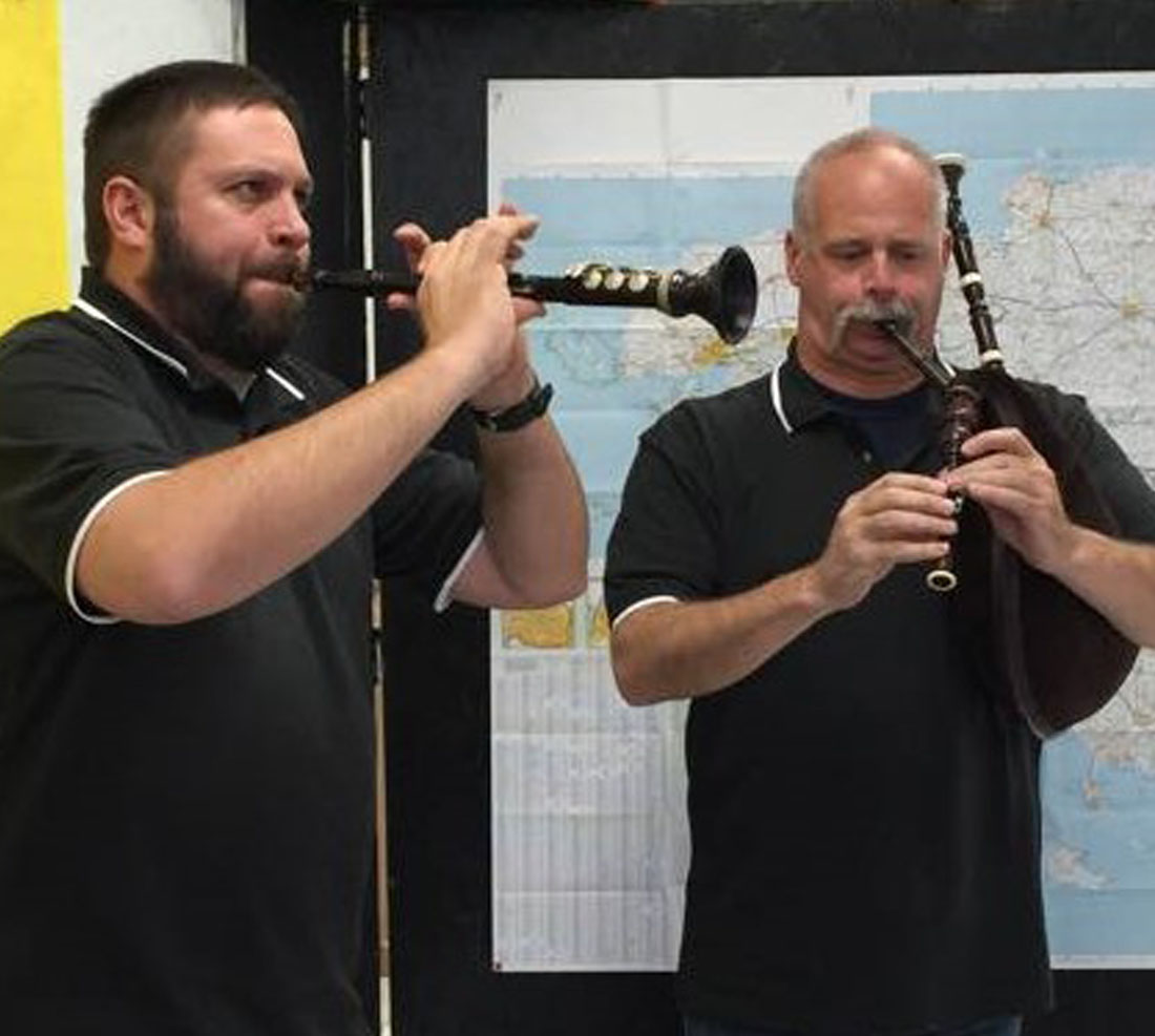 TTU students playing clarinet and bagpipes