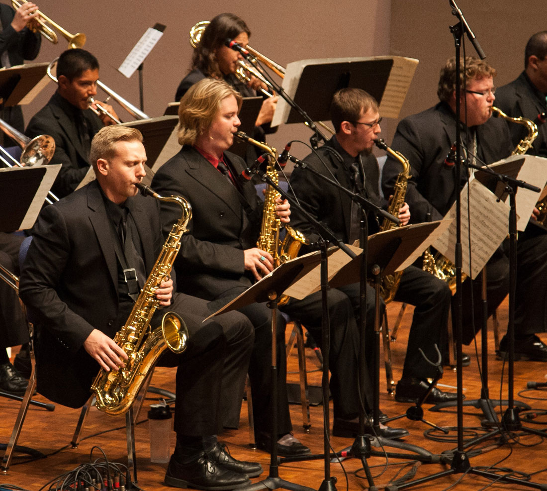 Students playing jazz on stage